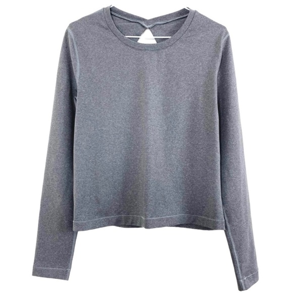 LULULEMON Back Up Diamond Cut Out Back Long Sleeve in Heathered Slate Gray - Picture 8 of 10